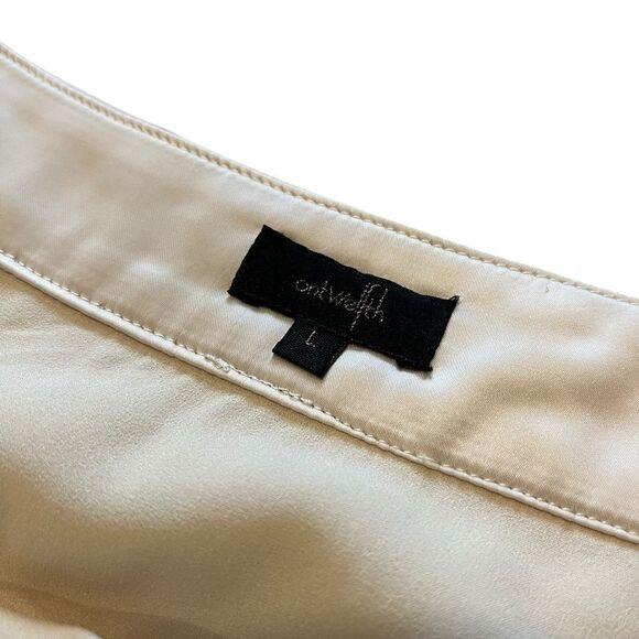 Revolve OnTwelth Cream White Lace Trim Satin Mini Skirt - Picture 5 of 8